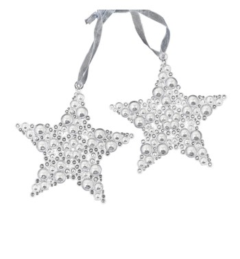 Set 2 Stelle Natalizie da Appendere Silver