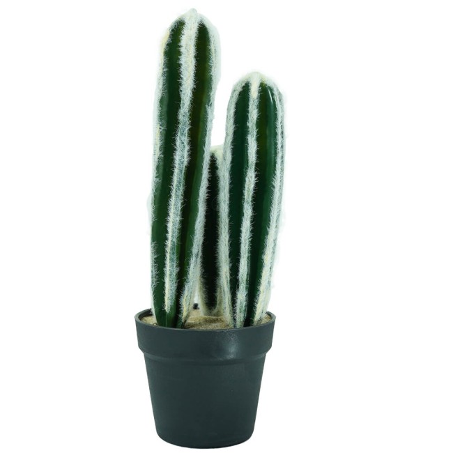 Pianta Grassa Artificiale con Aghetti Bianchi e Vasetto H.40 cm