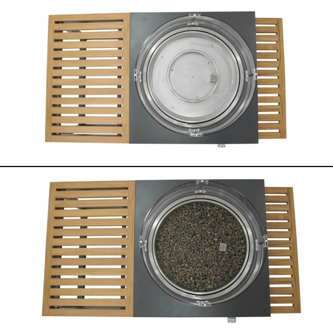 Stufa da Esterno a Gas GPL con Tavolo Integrato in Teak - Helsinki