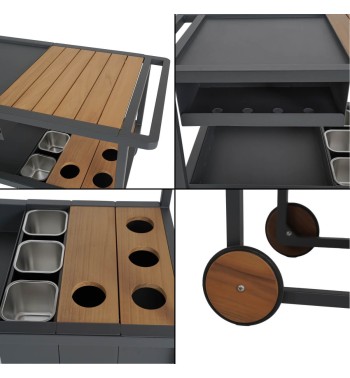 Carrello Multiuso da Esterno in Alluminio e Teak