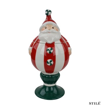 Babbo Natale Porta Biscotti in Porcellana H.26,9 cm 2 Colori