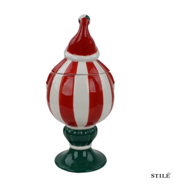 Babbo Natale Porta Biscotti in Porcellana H.26,9 cm 2 Colori