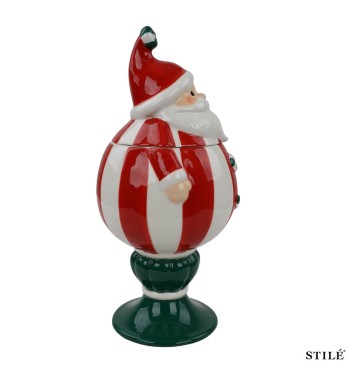 Babbo Natale Porta Biscotti in Porcellana H.26,9 cm 2 Colori