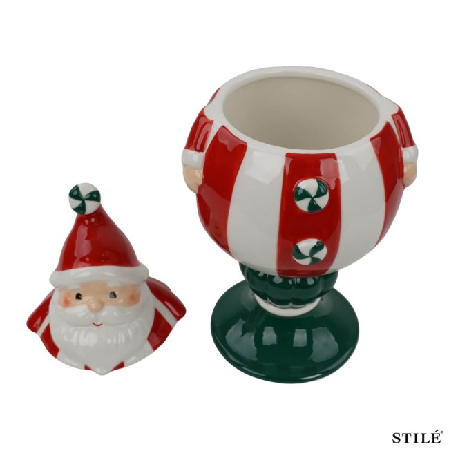 Babbo Natale Porta Biscotti in Porcellana H.26,9 cm 2 Colori