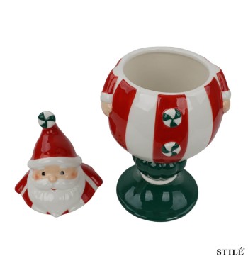 Babbo Natale Porta Biscotti in Porcellana H.26,9 cm 2 Colori