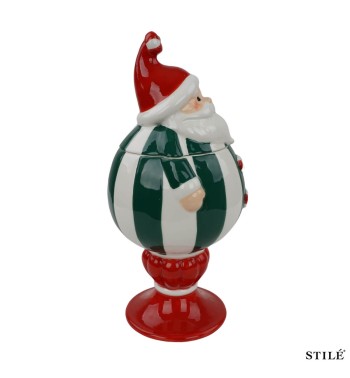 Babbo Natale Porta Biscotti in Porcellana H.26,9 cm 2 Colori