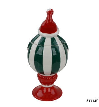 Babbo Natale Porta Biscotti in Porcellana H.26,9 cm 2 Colori