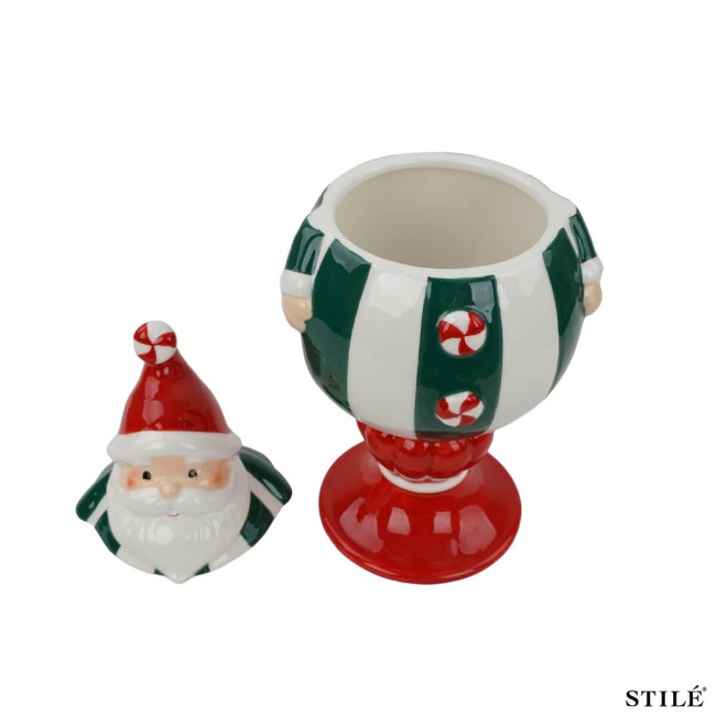 Babbo Natale Porta Biscotti in Porcellana H.26,9 cm 2 Colori