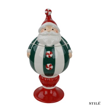 Babbo Natale Porta Biscotti in Porcellana H.26,9 cm 2 Colori