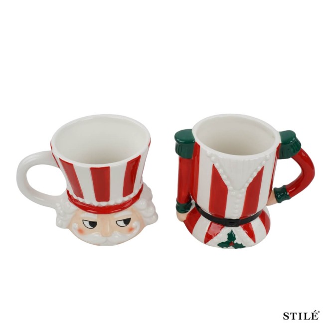 Set 2 Tazze Schiaccianoci Natalizie in Porcellana 2 Colori