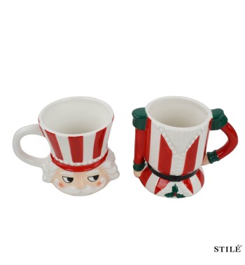 Set 2 Tazze Schiaccianoci Natalizie in Porcellana 2 Colori