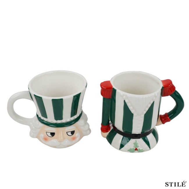 Set 2 Tazze Schiaccianoci Natalizie in Porcellana 2 Colori