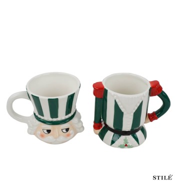 Set 2 Tazze Schiaccianoci Natalizie in Porcellana 2 Colori