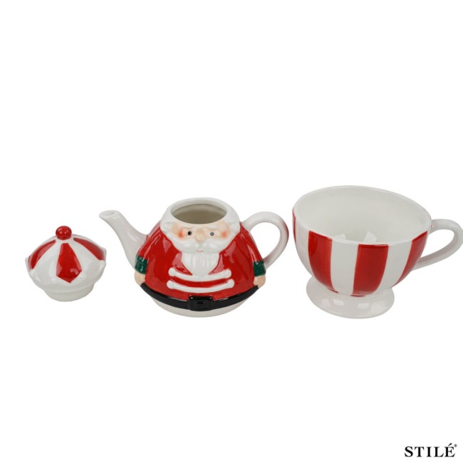 Set Teiera Babbo Natale in Porcellana 2 Colori