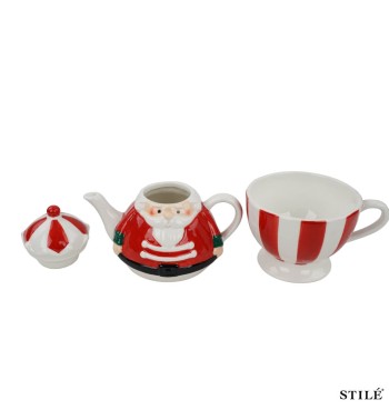 Set Teiera Babbo Natale in Porcellana 2 Colori