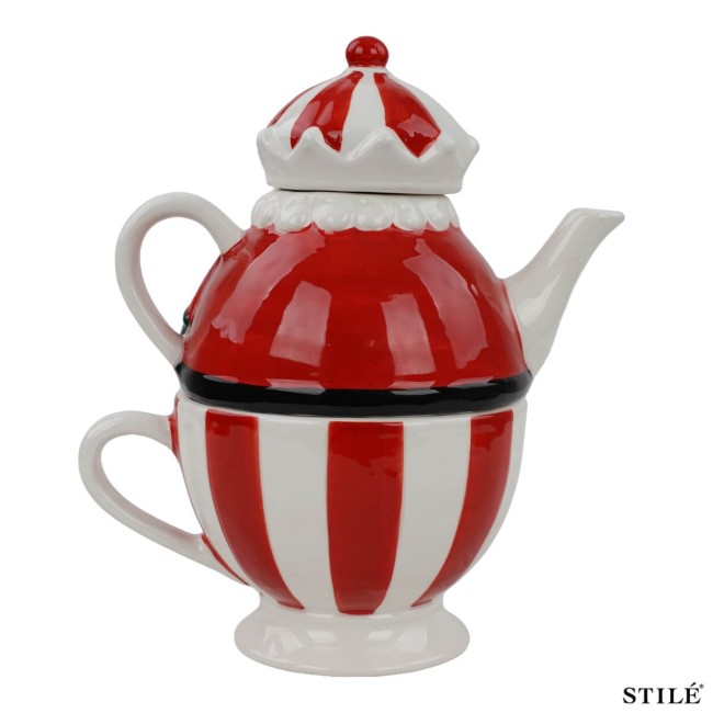 Set Teiera Babbo Natale in Porcellana 2 Colori