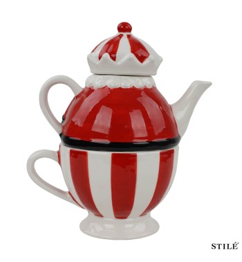 Set Teiera Babbo Natale in Porcellana 2 Colori