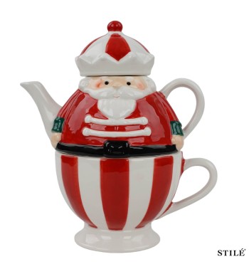 Set Teiera Babbo Natale in Porcellana 2 Colori