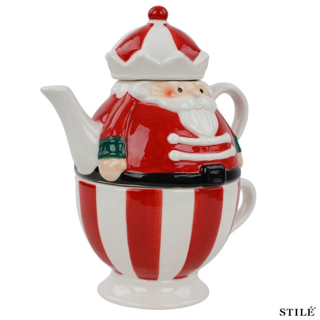 Set Teiera Babbo Natale in Porcellana 2 Colori