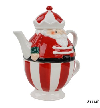 Set Teiera Babbo Natale in Porcellana 2 Colori