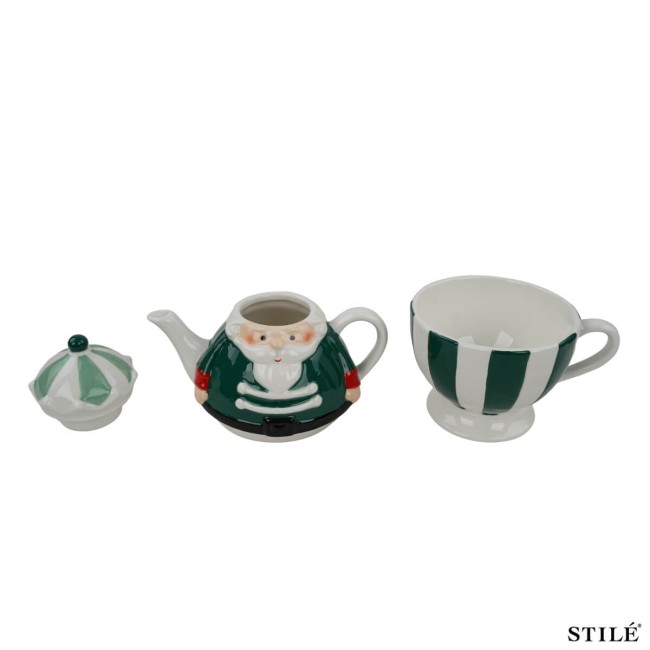 Set Teiera Babbo Natale in Porcellana 2 Colori