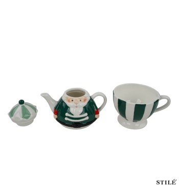 Set Teiera Babbo Natale in Porcellana 2 Colori