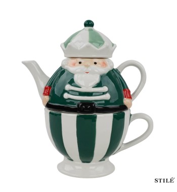 Set Teiera Babbo Natale in Porcellana 2 Colori