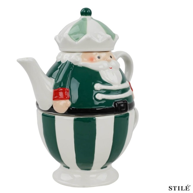 Set Teiera Babbo Natale in Porcellana 2 Colori