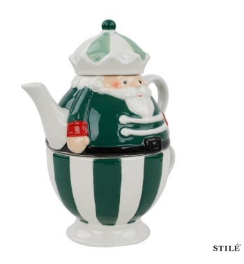 Set Teiera Babbo Natale in Porcellana 2 Colori