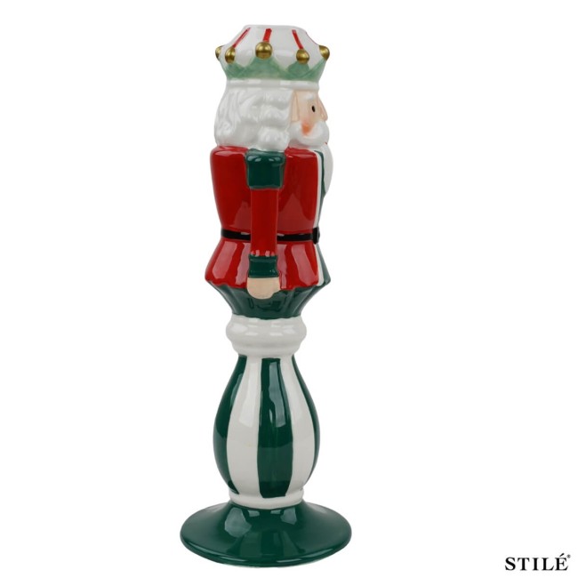 Candelabro Schiaccianoci Natalizio in Porcellana 2 Colori H.27,8 cm