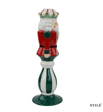 Candelabro Schiaccianoci Natalizio in Porcellana 2 Colori H.27,8 cm
