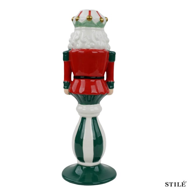 Candelabro Schiaccianoci Natalizio in Porcellana 2 Colori H.27,8 cm