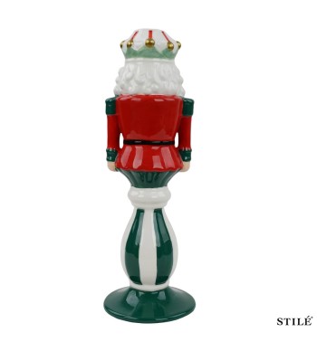 Candelabro Schiaccianoci Natalizio in Porcellana 2 Colori H.27,8 cm