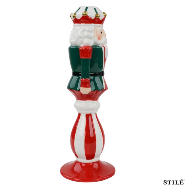 Candelabro Schiaccianoci Natalizio in Porcellana 2 Colori H.27,8 cm