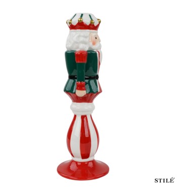 Candelabro Schiaccianoci Natalizio in Porcellana 2 Colori H.27,8 cm