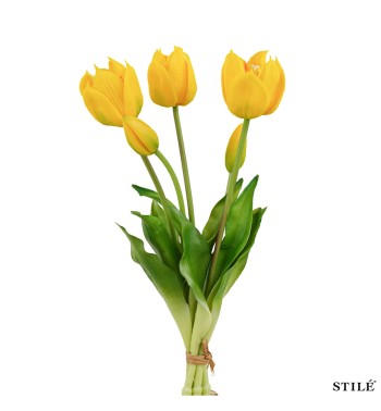 Fascio di 5 Tulipani Artificiali Real Touch 38 cm 7 Colori