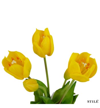 Fascio di 5 Tulipani Artificiali Real Touch 38 cm 7 Colori