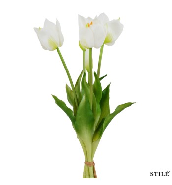 Fascio di 5 Tulipani Artificiali Real Touch 38 cm 7 Colori