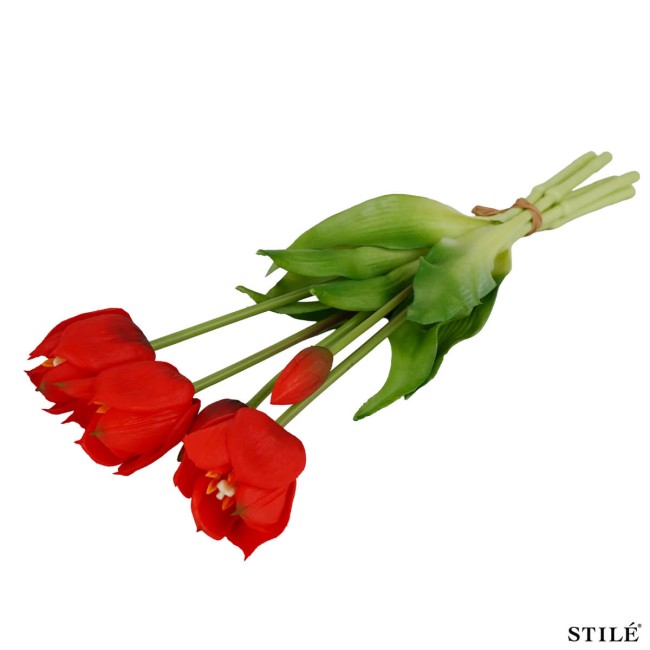 Fascio di 5 Tulipani Artificiali Real Touch 38 cm 7 Colori