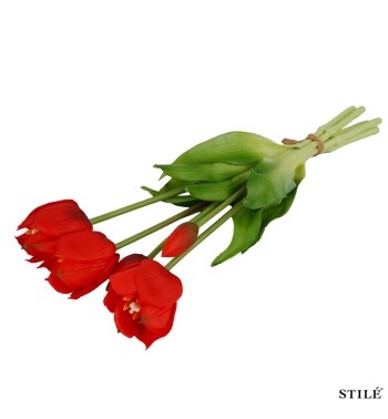 Fascio di 5 Tulipani Artificiali Real Touch 38 cm 7 Colori