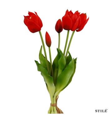 Fascio di 5 Tulipani Artificiali Real Touch 38 cm 7 Colori