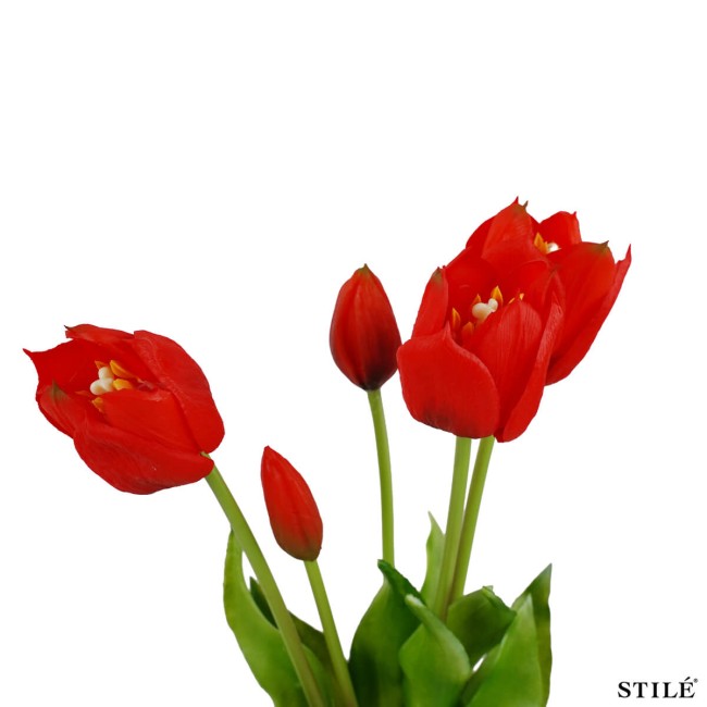 Fascio di 5 Tulipani Artificiali Real Touch 38 cm 7 Colori