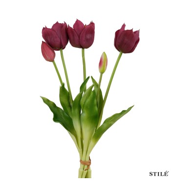 Fascio di 5 Tulipani Artificiali Real Touch 38 cm 7 Colori