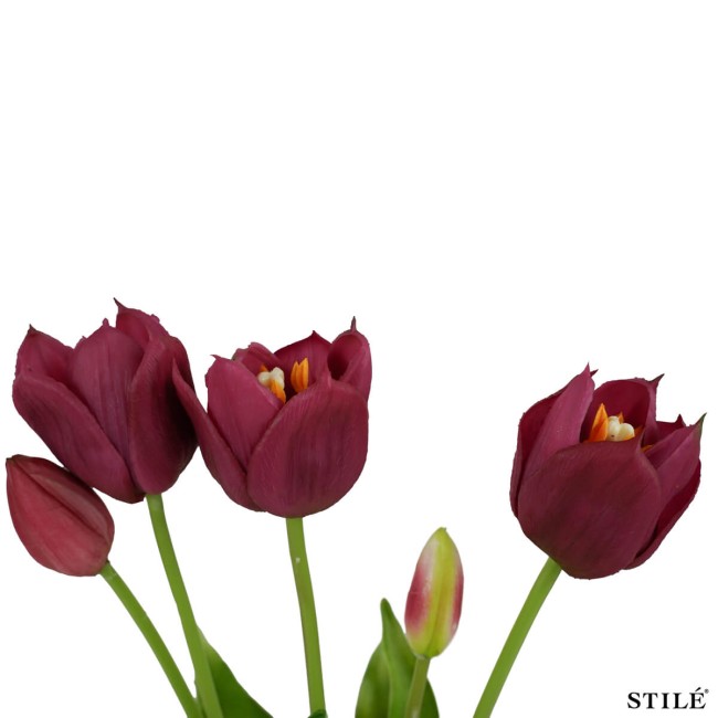 Fascio di 5 Tulipani Artificiali Real Touch 38 cm 7 Colori