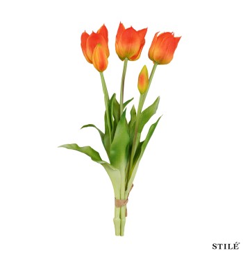 Fascio di 5 Tulipani Artificiali Real Touch 38 cm 7 Colori