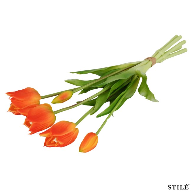 Fascio di 5 Tulipani Artificiali Real Touch 38 cm 7 Colori