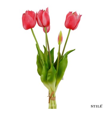 Fascio di 5 Tulipani Artificiali Real Touch 38 cm 7 Colori