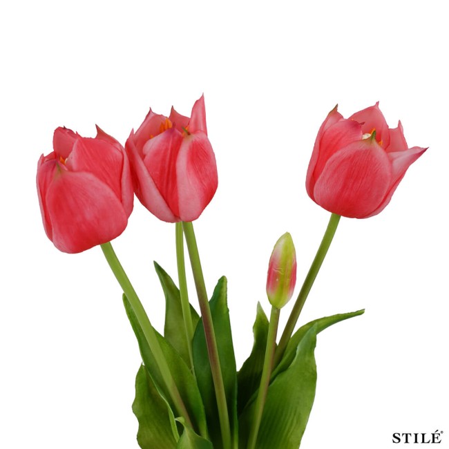 Fascio di 5 Tulipani Artificiali Real Touch 38 cm 7 Colori