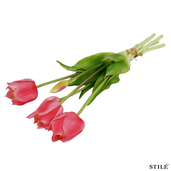 Fascio di 5 Tulipani Artificiali Real Touch 38 cm 7 Colori