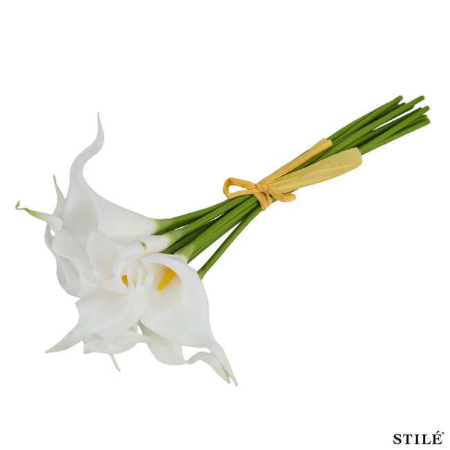Fascio di 9 Calle Bianche Artificiali Real Touch 38 cm